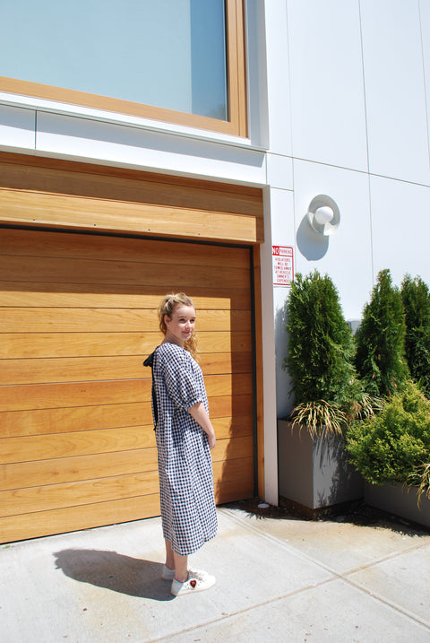 Check tie back dress