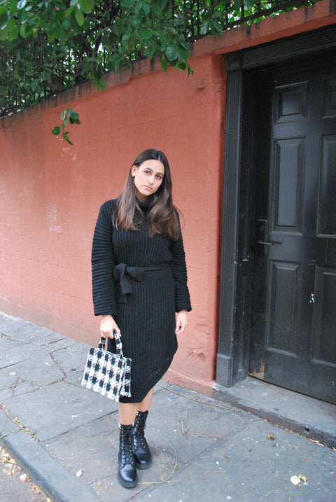 High low knit tie dress