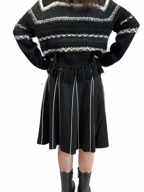 Striped Knit Tassel Sweater