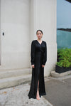 Black silk party gown