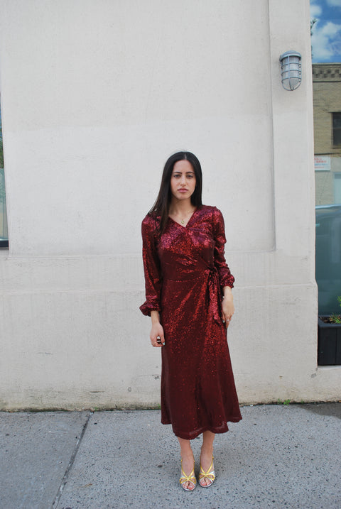 Sequin wrap party dress