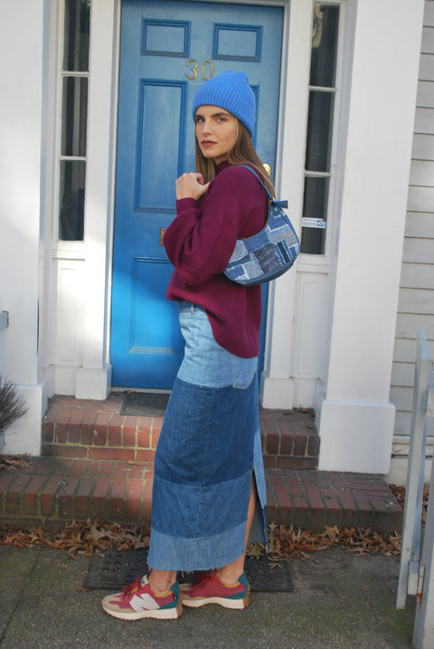 Balloon knit maroon sweater