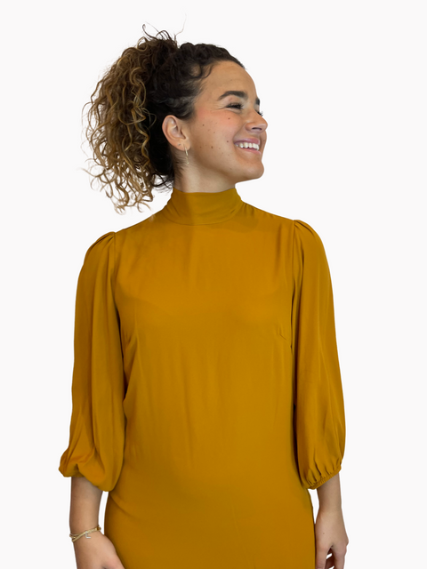 Mustard Tie Pleat dress
