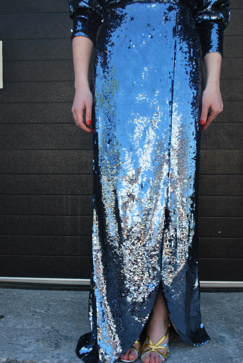 Ice blue silver sequin dress