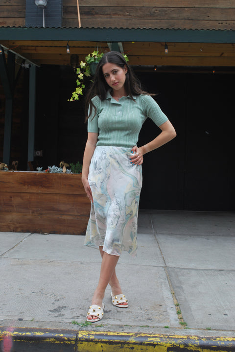 Marble greens slip skirt