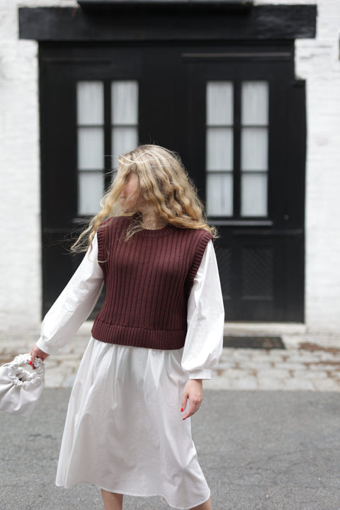 Chocolate brown knit vest dress