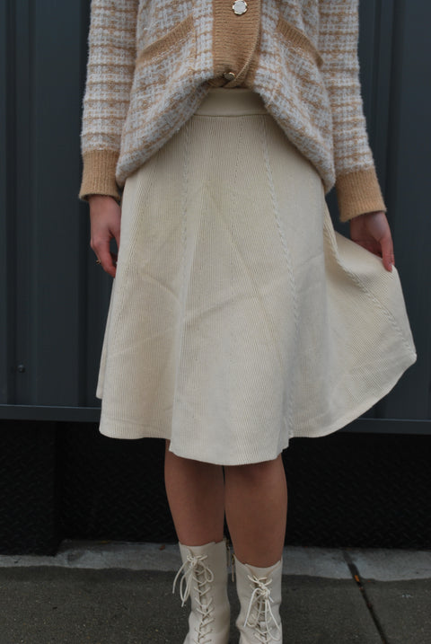 Cream knit skater skirt