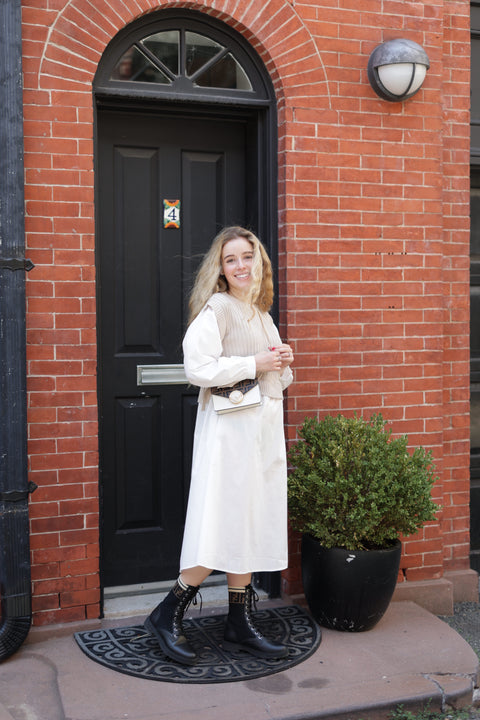 Beige knit vest dress