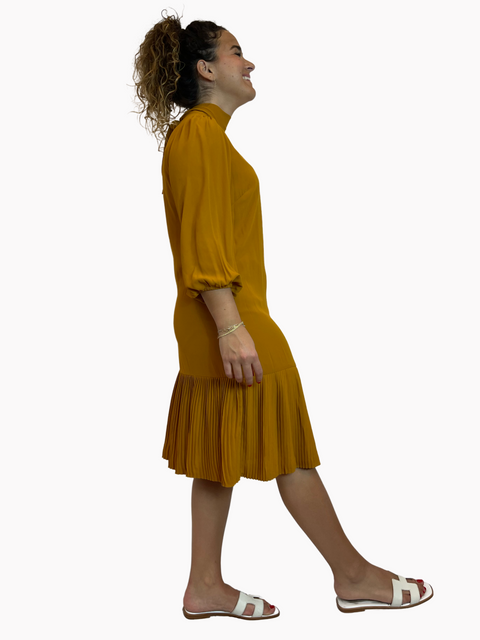 Mustard Tie Pleat dress