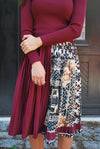 Maroon knit silk dress