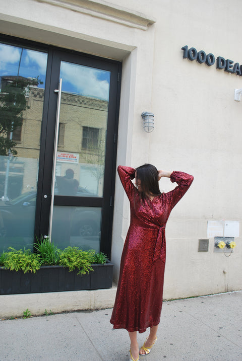 Sequin wrap party dress