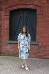 City Rouched Sleeve Button Down Dress