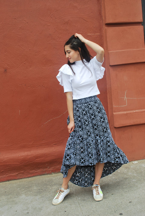 Eyelet high low skirt