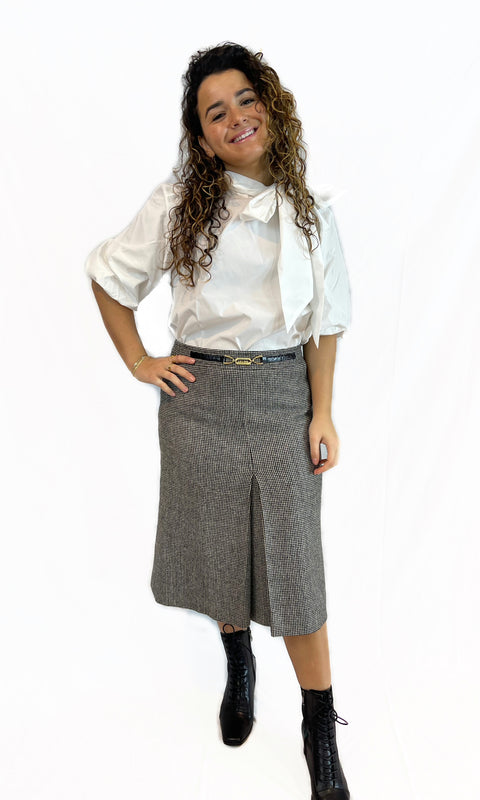 Celine Houndstooth Wool Skirt