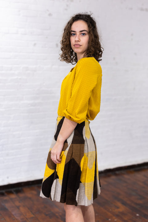 Square Neck Dot shirt In Mustard