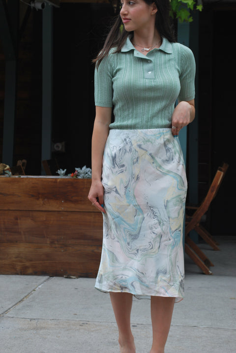 Marble greens slip skirt