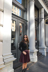Paris pleat skirt in maroon