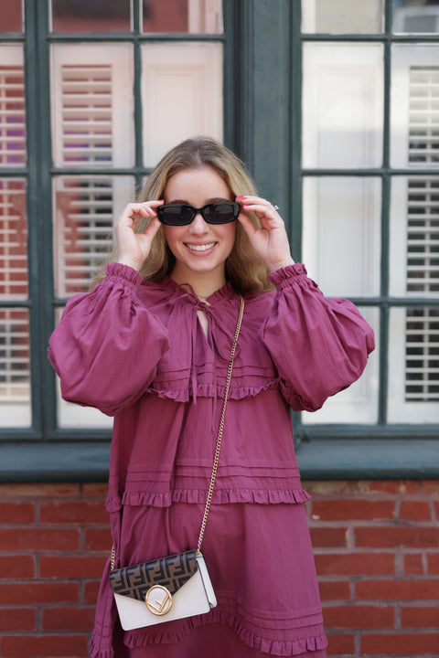 Fall to the T dress in raspberry