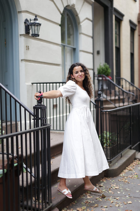 White Poplin Puff Dress