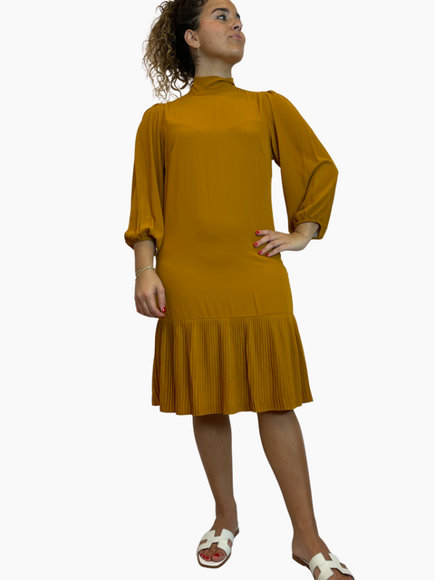 Mustard Tie Pleat dress