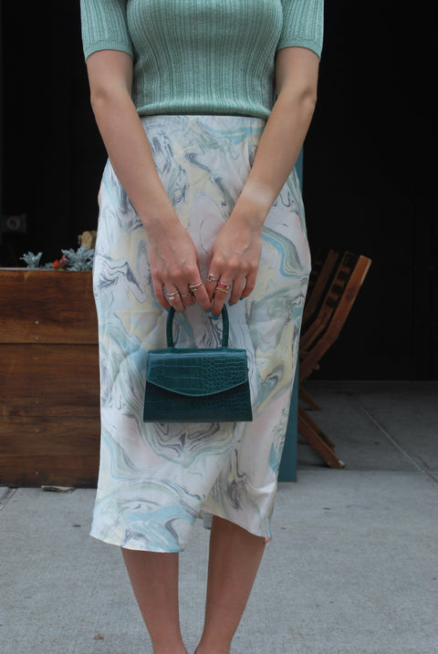 Marble greens slip skirt