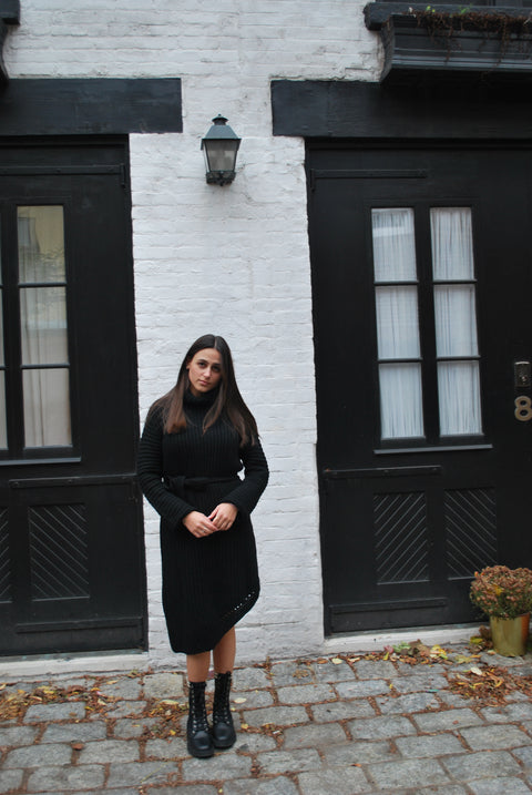 High low knit tie dress
