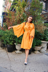 Orange Bat sleeve poplin dress