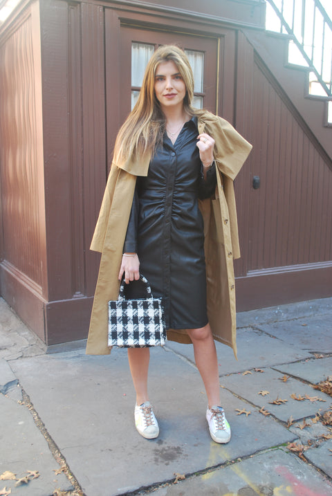 Leather rouched dress