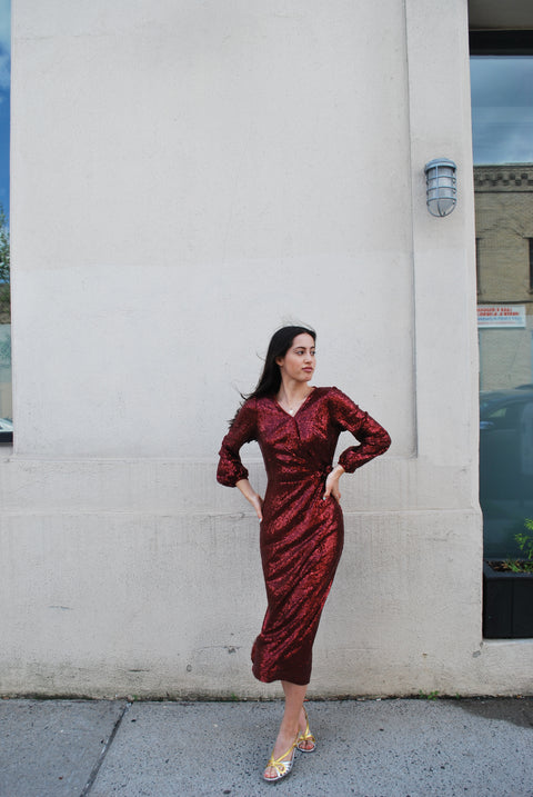 Sequin wrap party dress