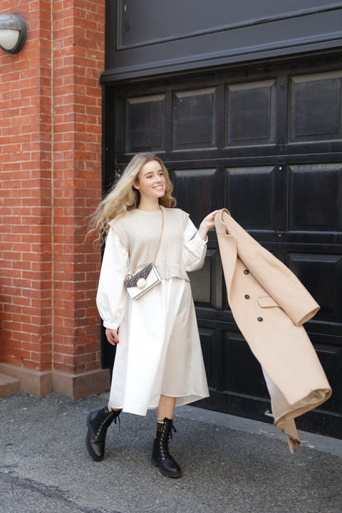 Beige knit vest dress
