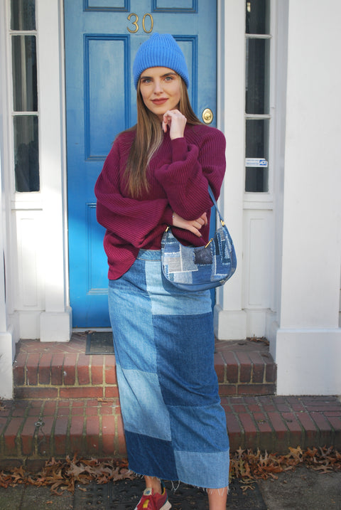 Balloon knit maroon sweater