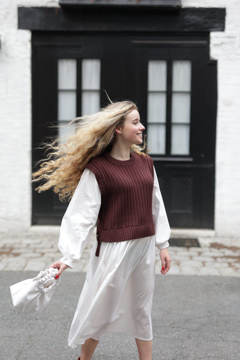 Chocolate brown knit vest dress
