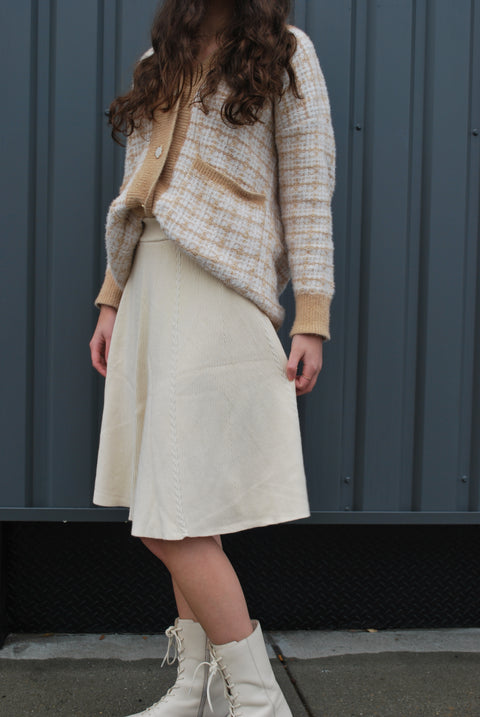 Cream knit skater skirt