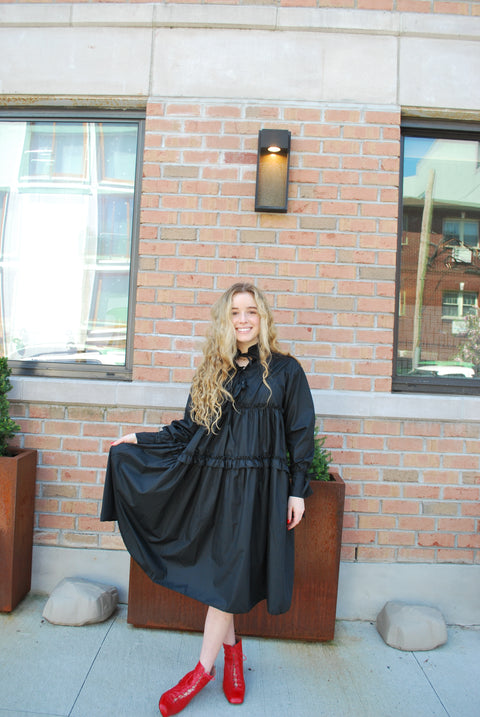 Poplin oversized tie dress