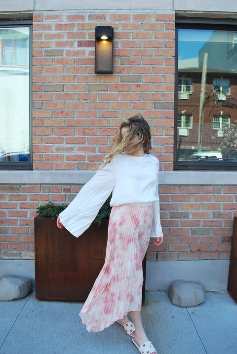 Asymmetrical pleat tie dye skirt