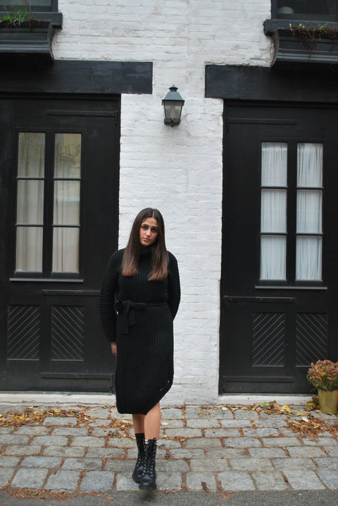 High low knit tie dress