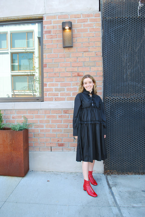Poplin oversized tie dress