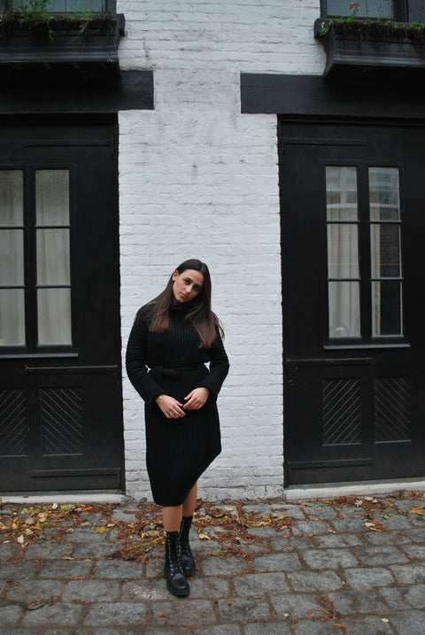 High low knit tie dress