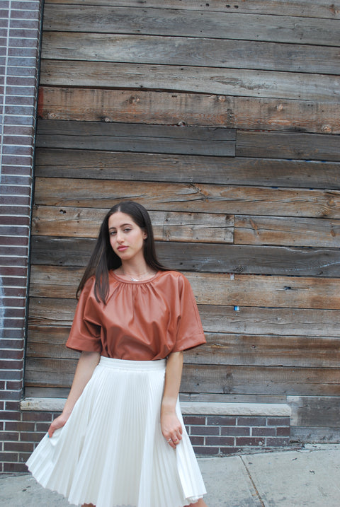 Pleather summer top in brick