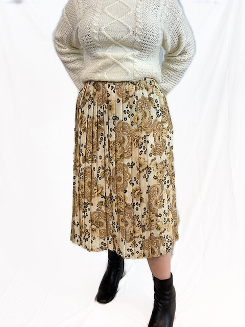Leopard & Pattern Pleat skirt