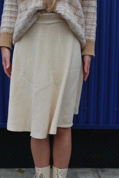 Cream knit skater skirt