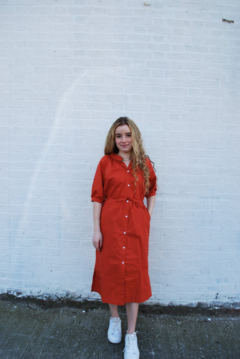 Poplin 3/4 Sleeve Dress