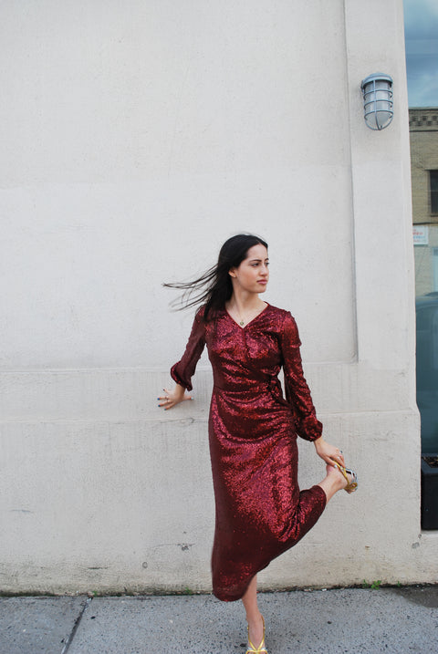 Sequin wrap party dress