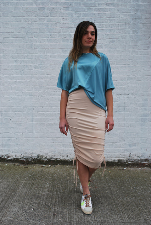 Rouched Ribbed Skirt