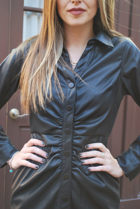 Leather rouched dress