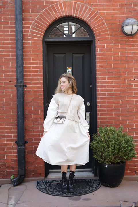 Beige knit vest dress