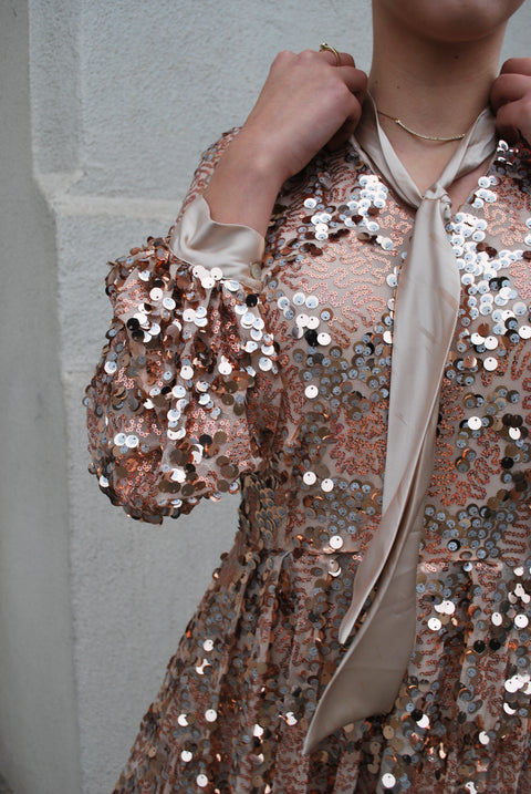 Sequin silk detail gown