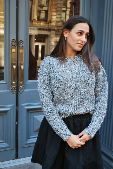 Silver black sparkle knit sweater