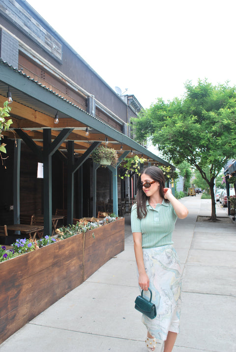 Marble greens slip skirt
