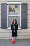 Black knit collar dress